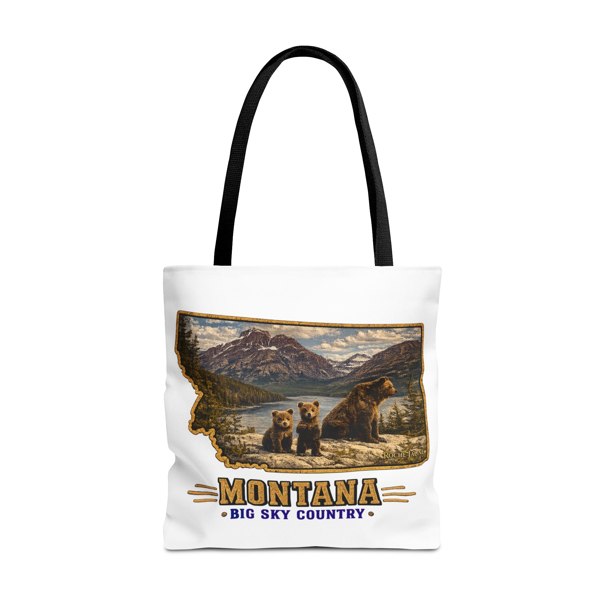 Montana Bear Family Canvas Tote Bag – Vintage Big Sky Country Wildlife Market Tote