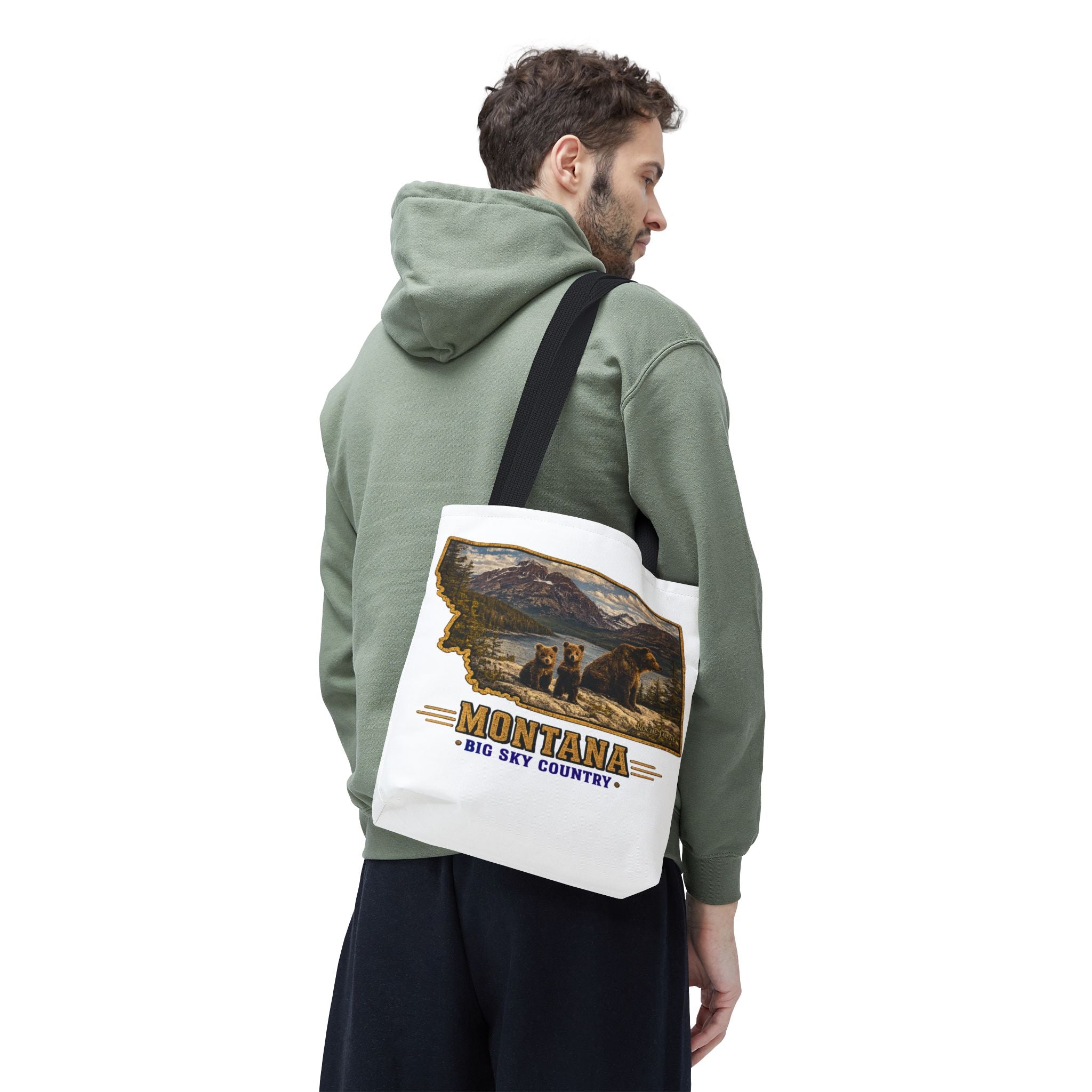 Montana Bear Family Canvas Tote Bag – Vintage Big Sky Country Wildlife Market Tote