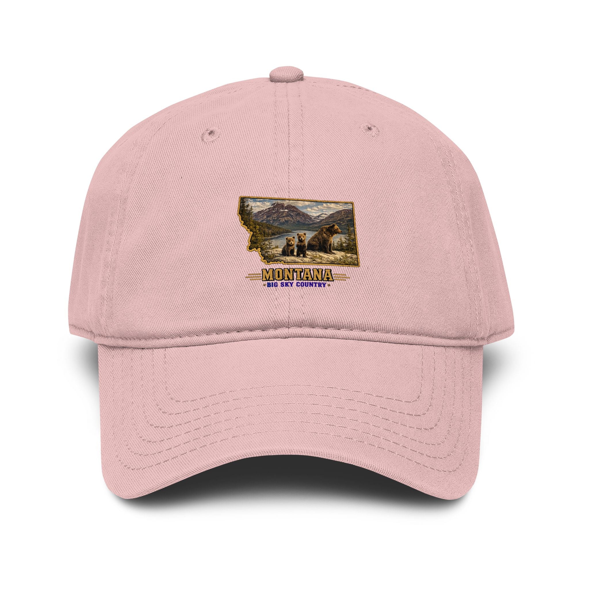 Montana Bear Family Baseball Cap – Soft Washed Vintage Big Sky Country Hat