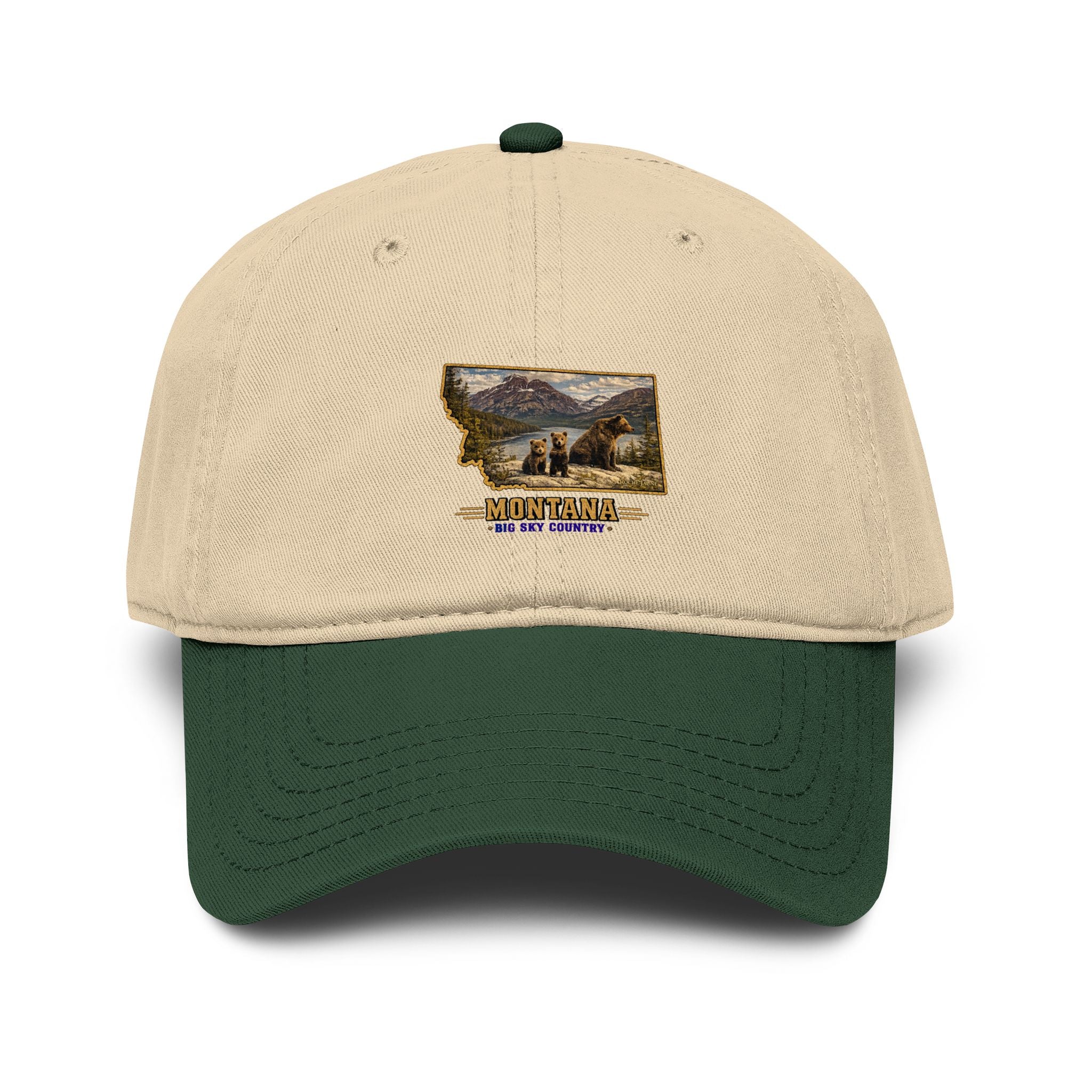 Montana Bear Family Baseball Cap – Soft Washed Vintage Big Sky Country Hat