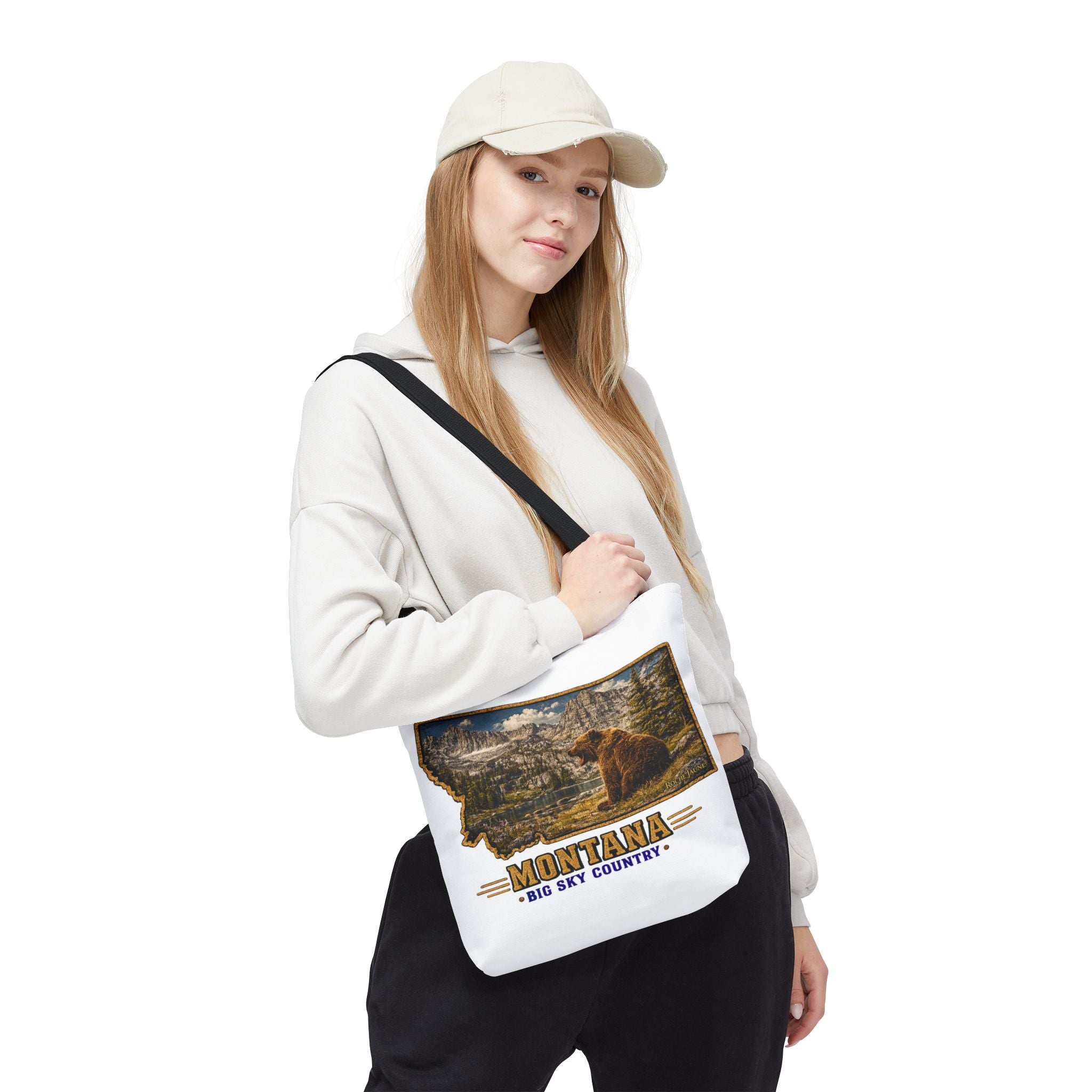 Montana Bear Canvas Tote Bag – Vintage Big Sky Country Wildlife Market Tote
