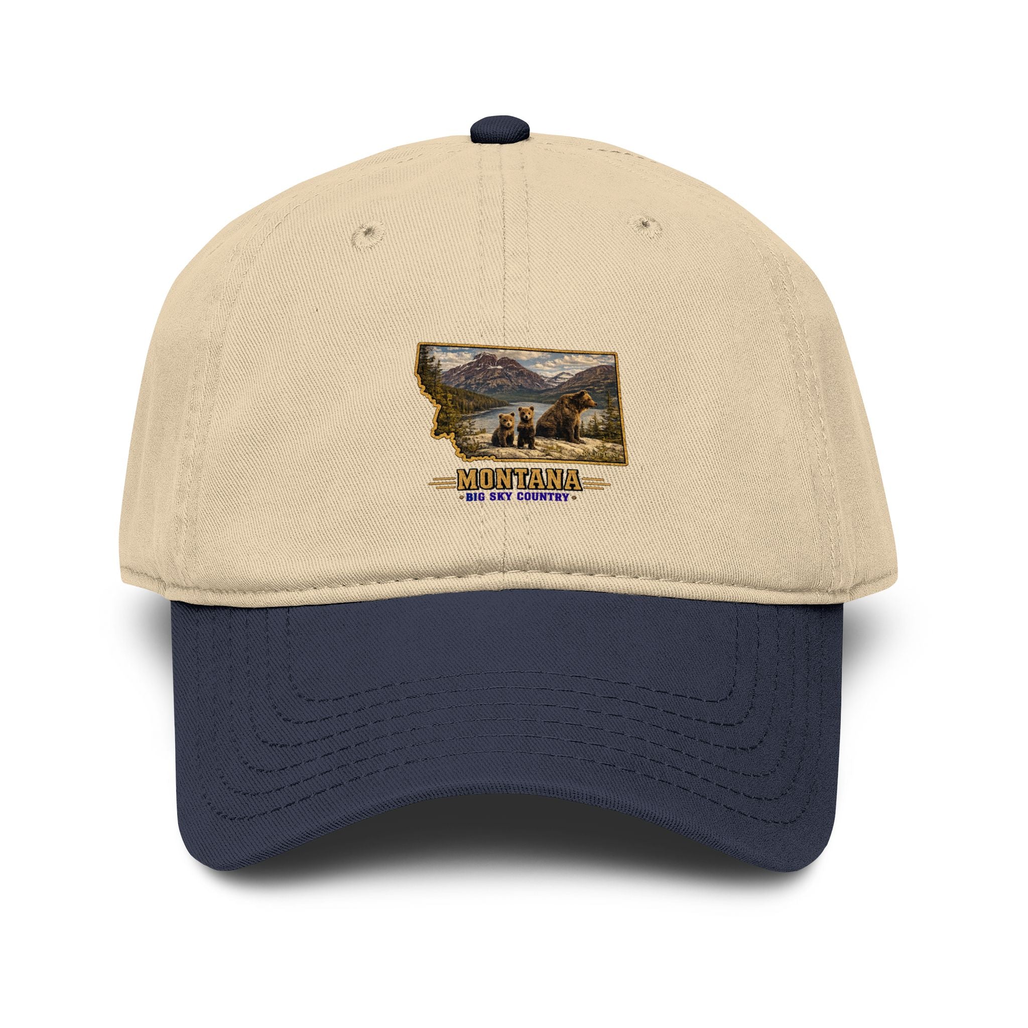 Montana Bear Family Baseball Cap – Soft Washed Vintage Big Sky Country Hat