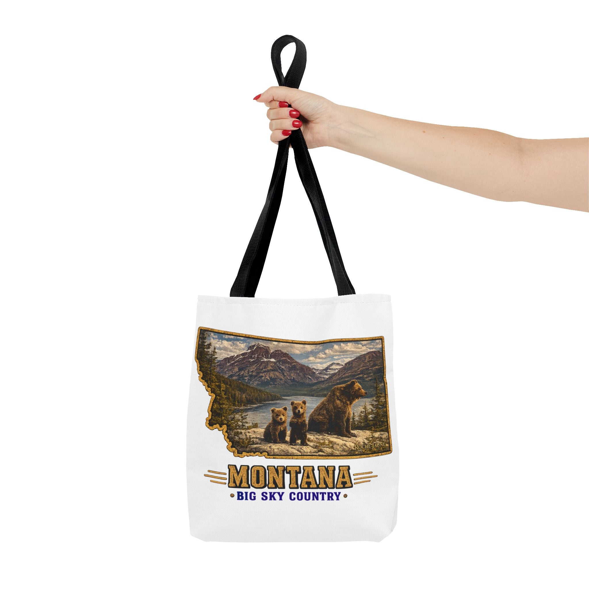 Montana Bear Family Canvas Tote Bag – Vintage Big Sky Country Wildlife Market Tote