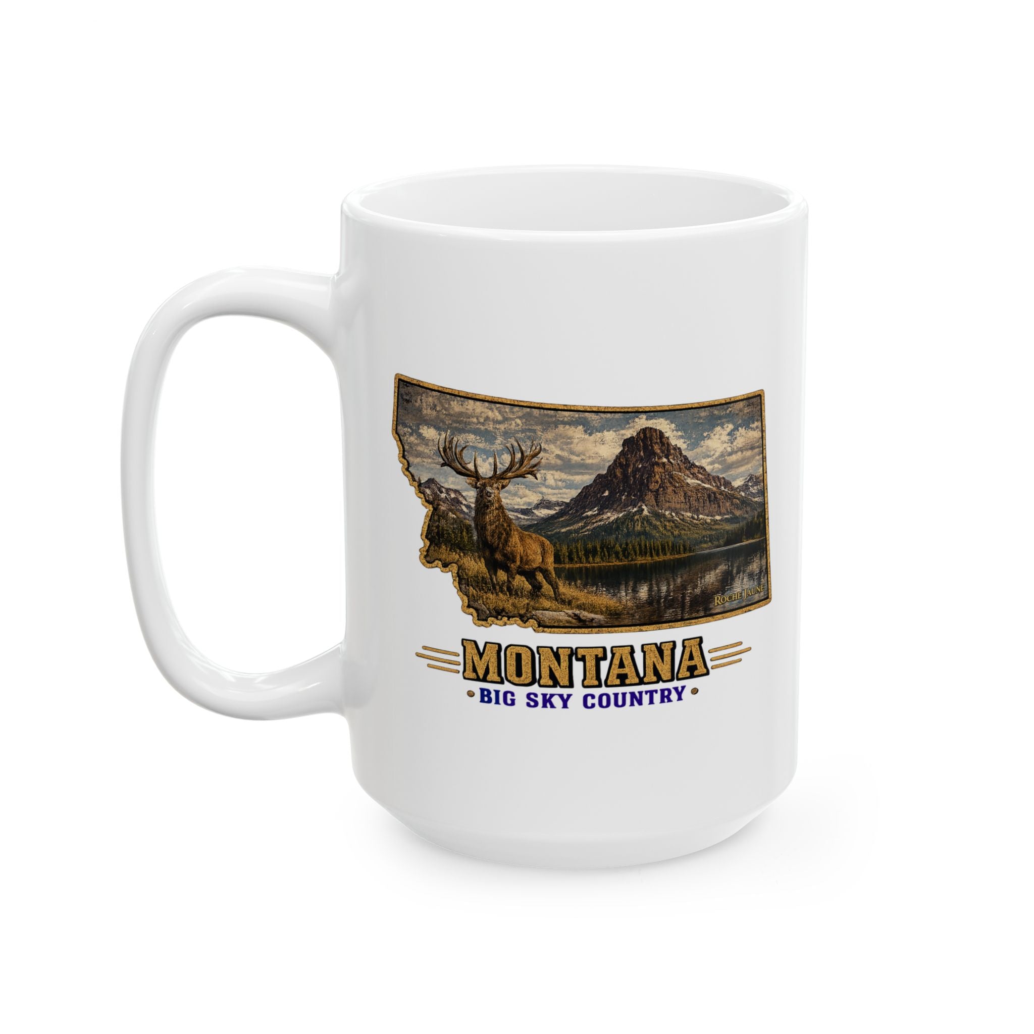 Montana Elk Coffee Mug 11 oz./15 oz. – Big Sky Country Wildlife Scenic Campfire Cup