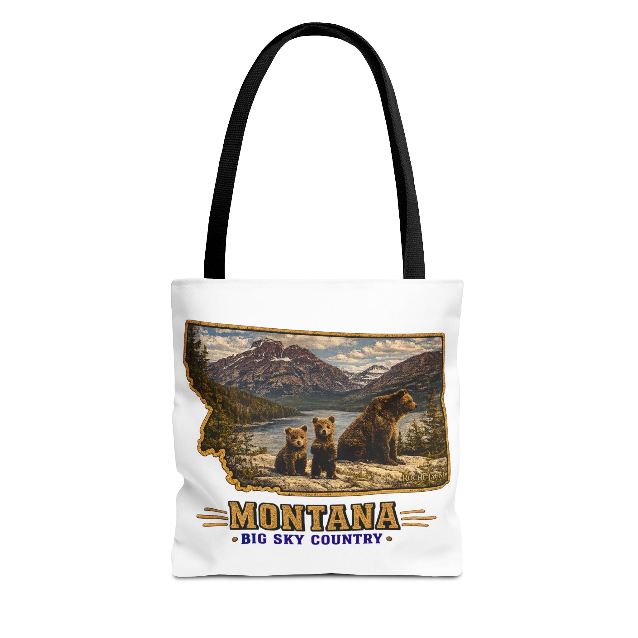 Montana Bear Family Canvas Tote Bag – Vintage Big Sky Country Wildlife Market Tote