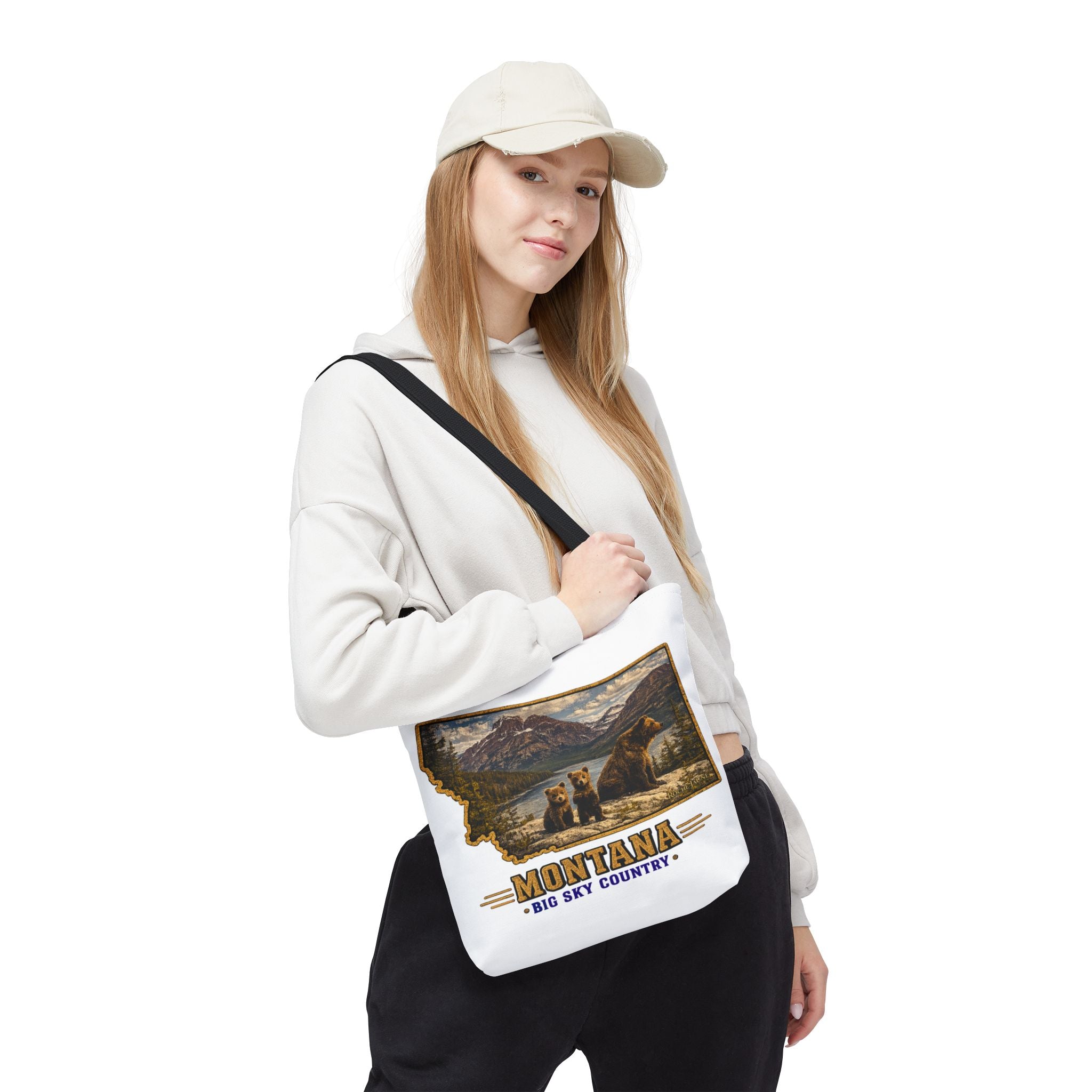 Montana Bear Family Canvas Tote Bag – Vintage Big Sky Country Wildlife Market Tote