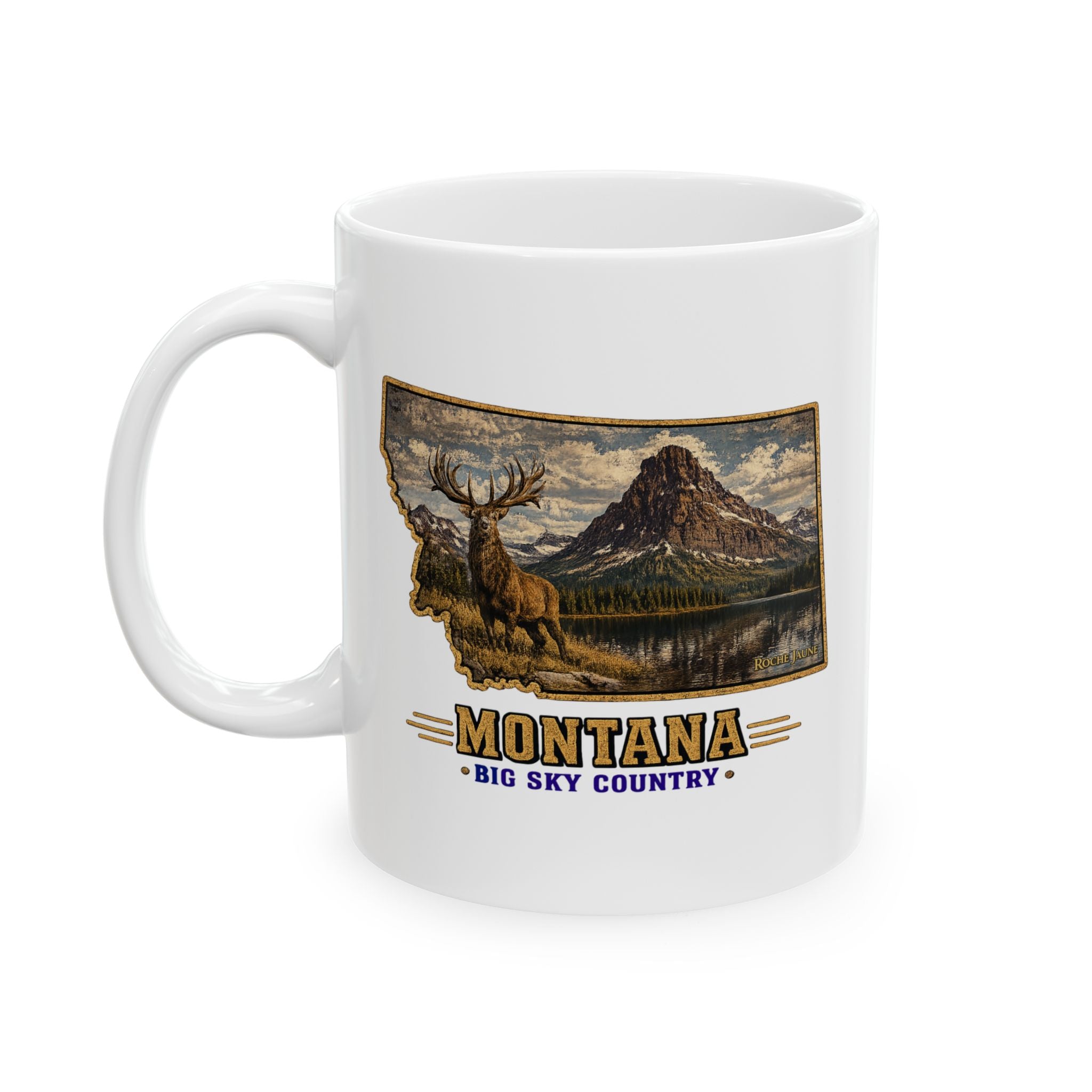 Montana Elk Coffee Mug 11 oz./15 oz. – Big Sky Country Wildlife Scenic Campfire Cup