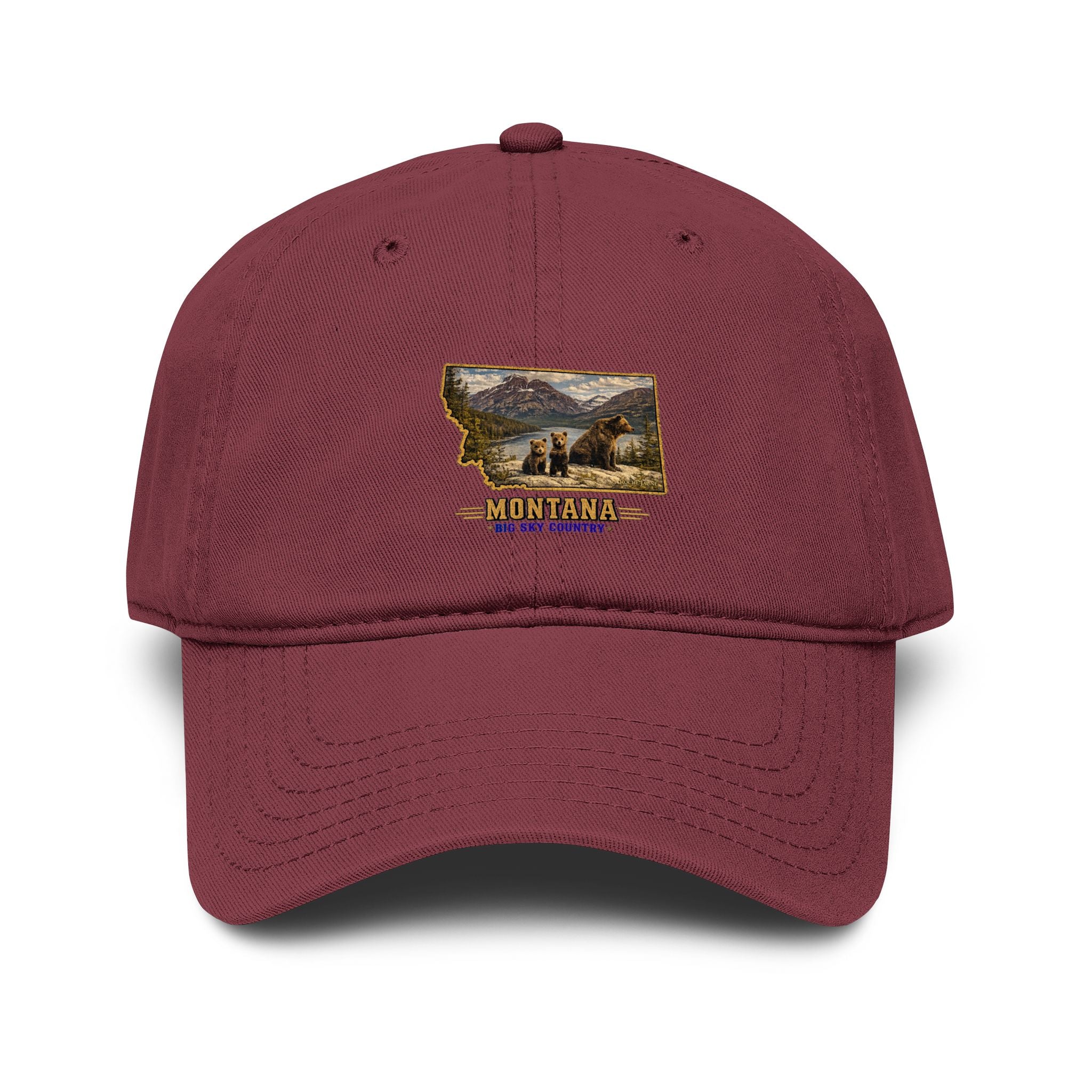 Montana Bear Family Baseball Cap – Soft Washed Vintage Big Sky Country Hat