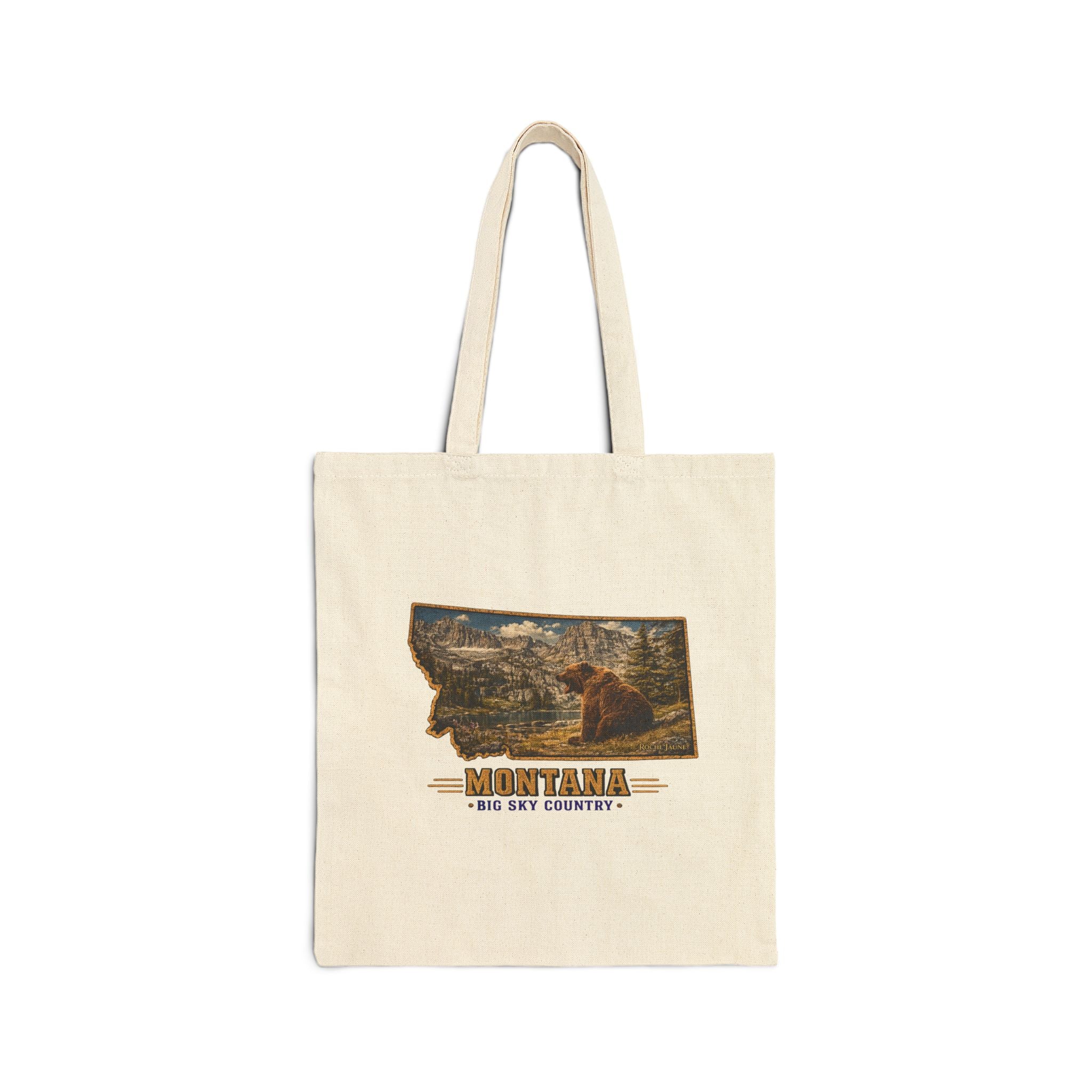 Montana Bear Canvas Tote Bag – Vintage Big Sky Country Wildlife Market Tote