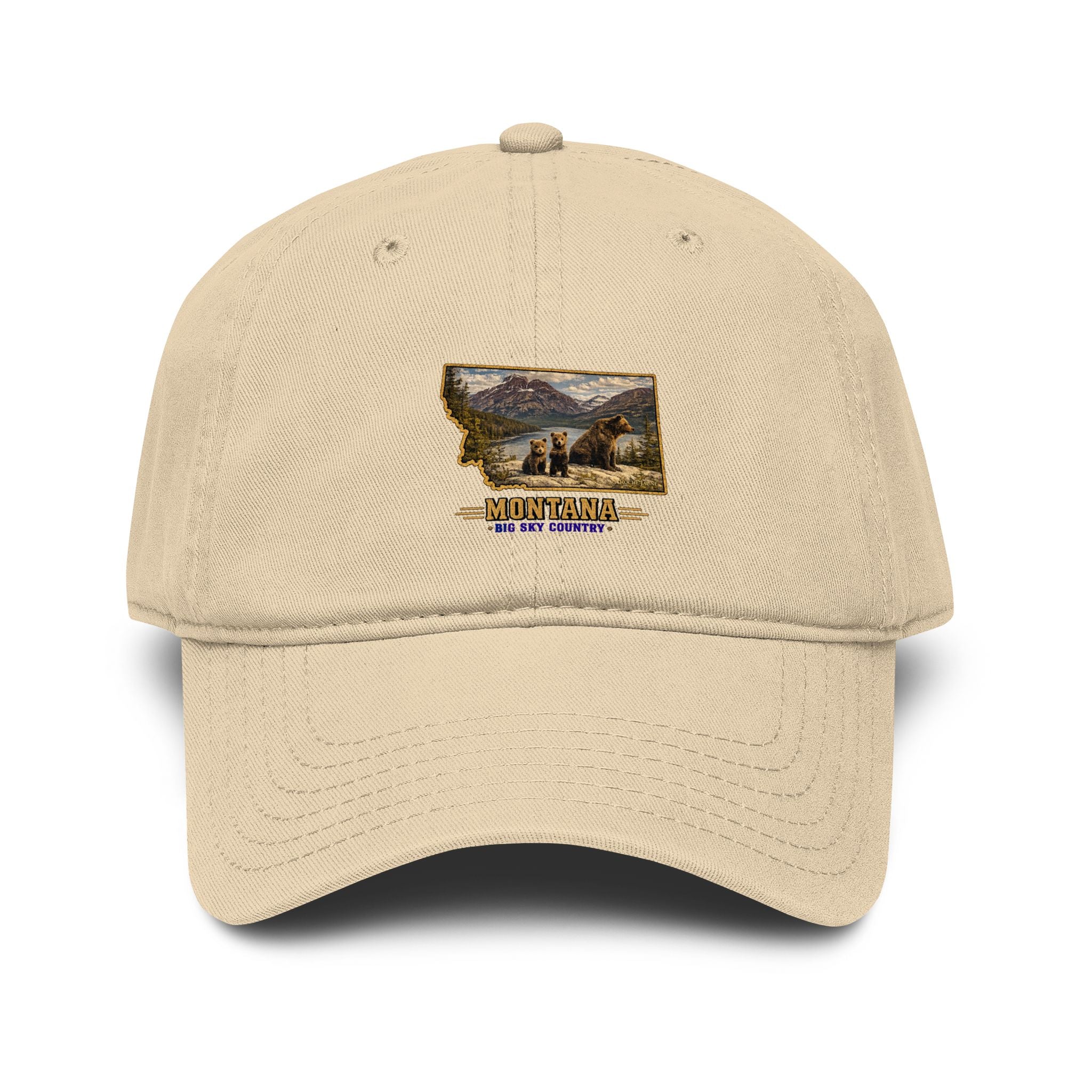 Montana Bear Family Baseball Cap – Soft Washed Vintage Big Sky Country Hat