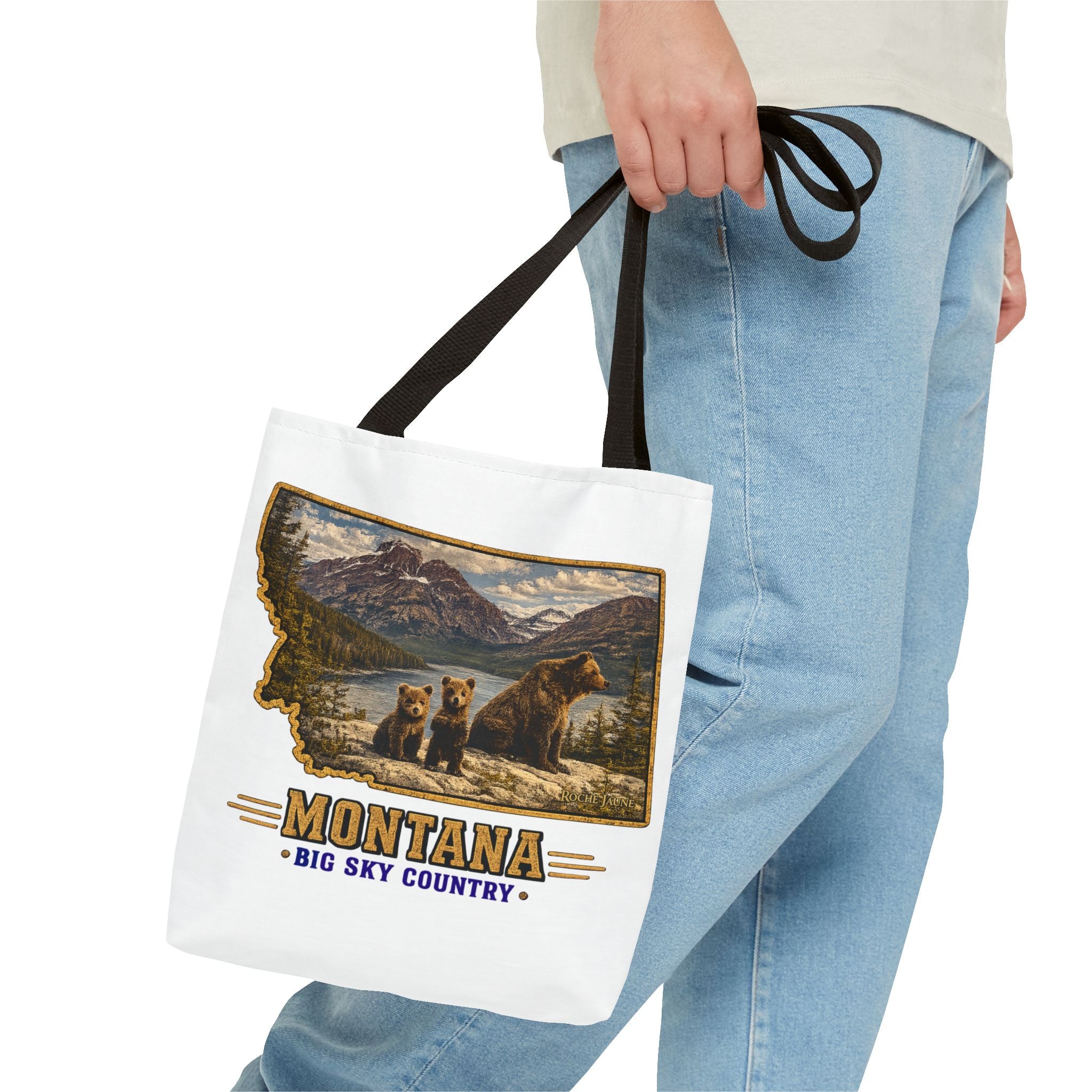 Montana Bear Family Canvas Tote Bag – Vintage Big Sky Country Wildlife Market Tote