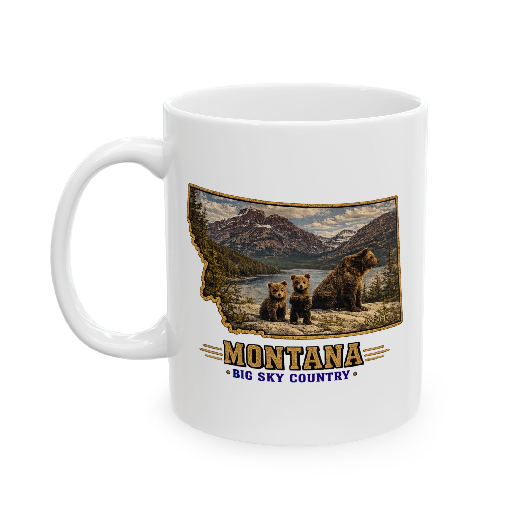 Montana Bear Family Coffee Mug 11 oz./15 oz. – Big Sky Country Wildlife Scenic Campfire Cup