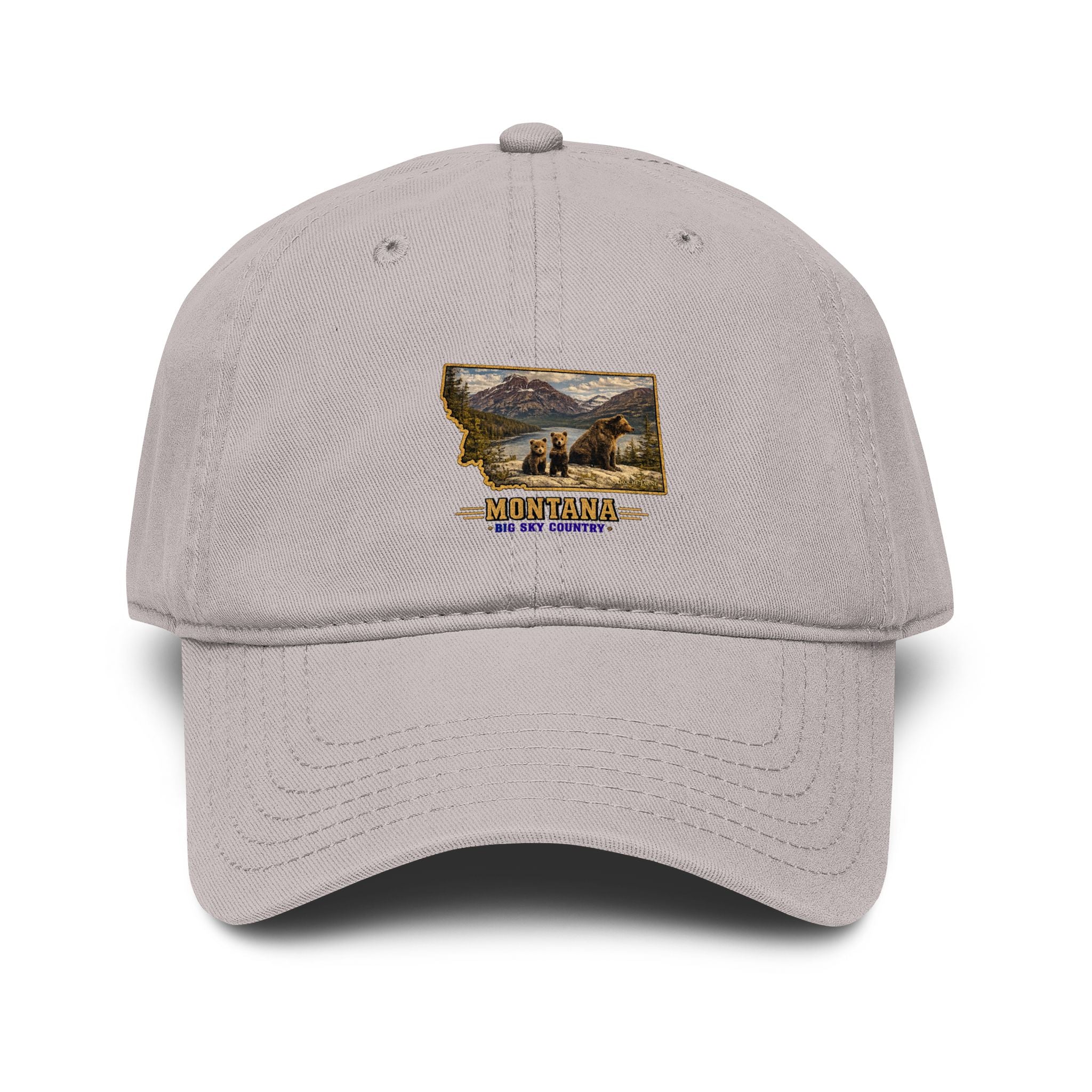 Montana Bear Family Baseball Cap – Soft Washed Vintage Big Sky Country Hat