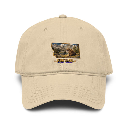 Montana Bear Baseball Cap – Soft Washed Vintage Big Sky Country Hat